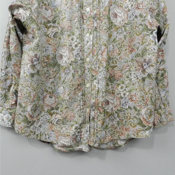 Vtg Bill Blass English Floral Shirt Sz L‎ Lace Trim Collar Long Sleeve Button Up - Picture 5 of 11